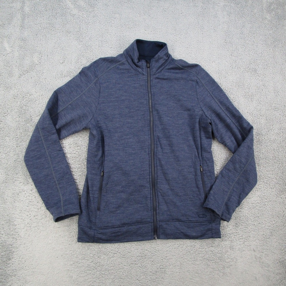 Icebreaker Merino Wool Full Zip Jacket Womens Large Blue Heather 103341402